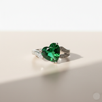 Emerald Heart Adjustable Ring