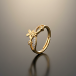 Adjustable 1 Carat Diamond Butterfly and Flower Ring