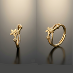 Adjustable 1 Carat Diamond Butterfly and Flower Ring