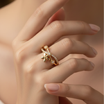 Adjustable 1 Carat Diamond Butterfly and Flower Ring